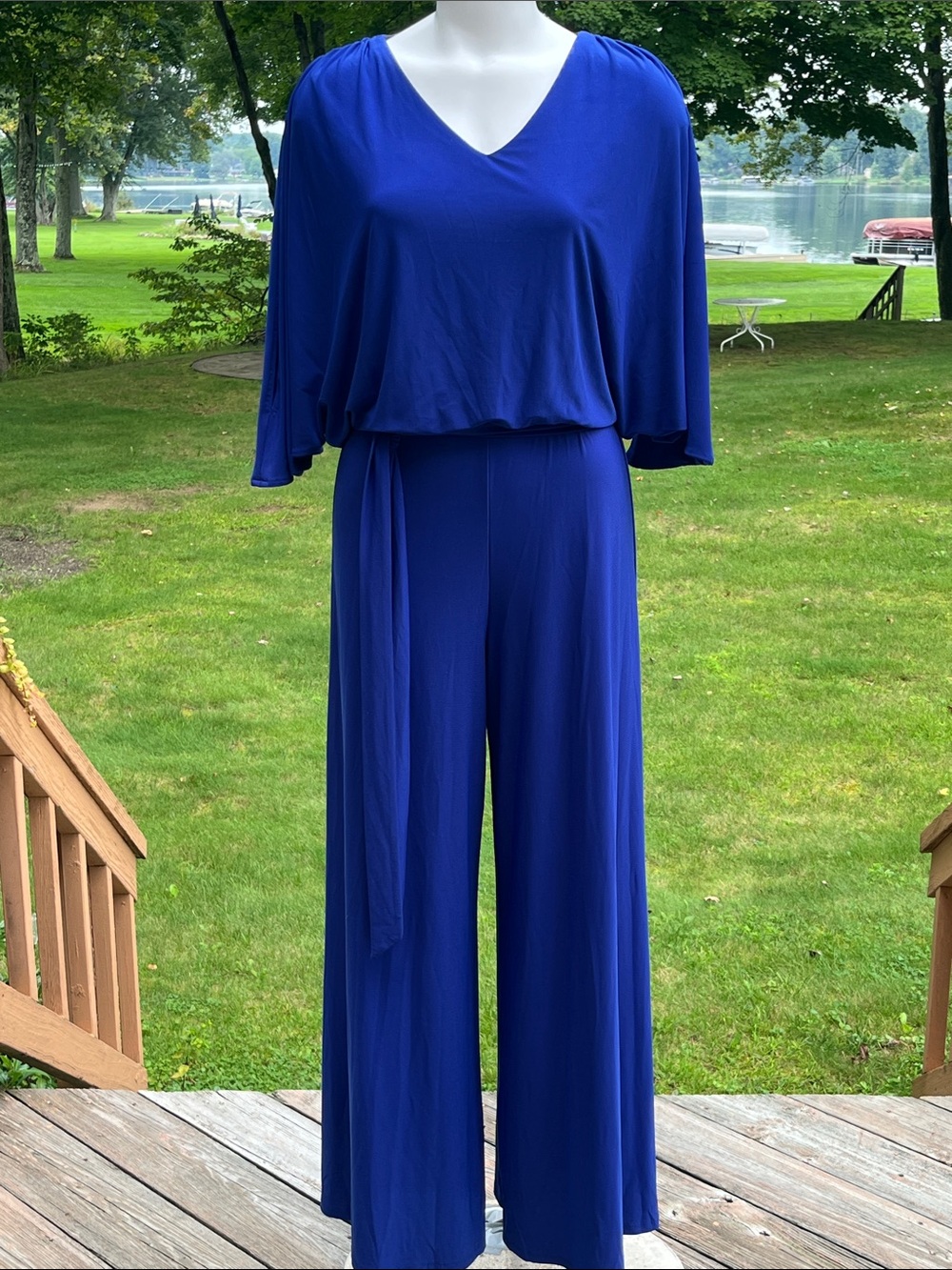 Prelude Retro V-Neck Wide-Leg Bat-Wing Jumpsuit M